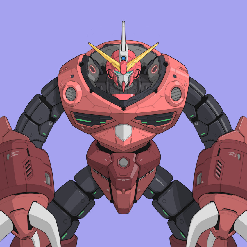 antennae, bmwsb0, claws, commentary, glowing, glowing_eye, green_eyes, gundam