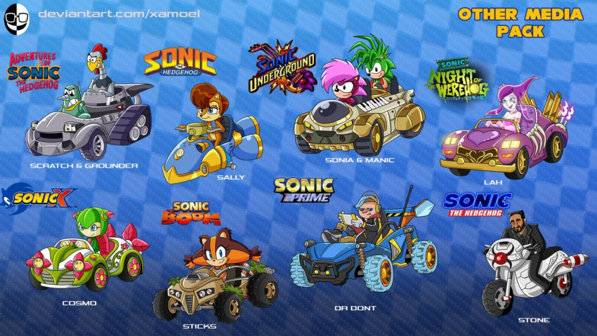 adventures_of_sonic_the_hedgehog, agent_stone, beard, bird, black_eyes, blonde_hair, blue_eyes, brown_fur