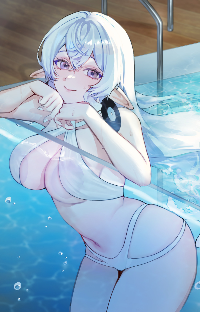 1girl, absurdres, against_glass, air_bubble, breast_press, breasts, breasts_on_glass, bubble