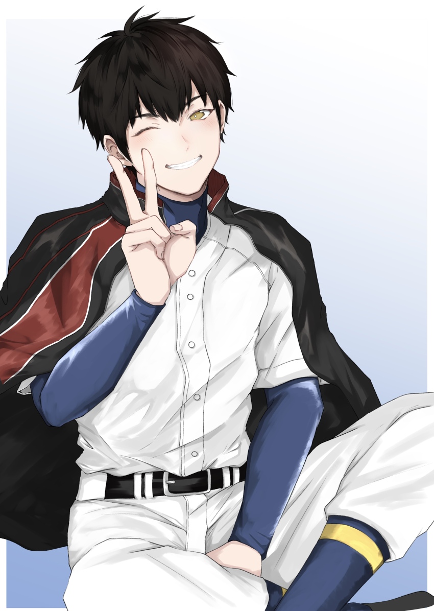 1boy, absurdres, ace_of_diamond, aiaipoponta0605, baseball_uniform, belt, black_belt, black_hair