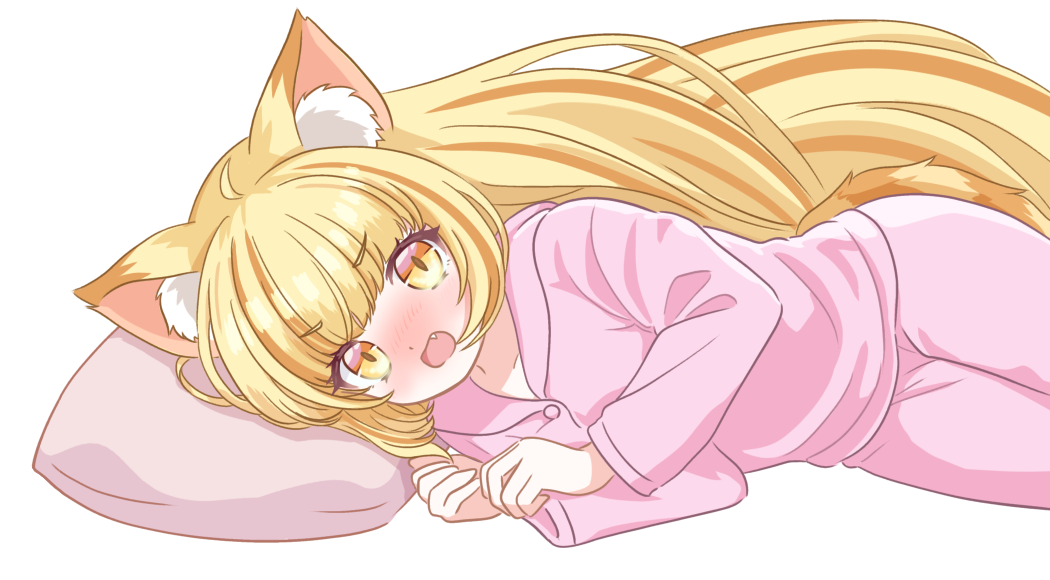 1girl, animal_ear_fluff, animal_ears, blonde_hair, blush, cat_ears, cat_girl, cat_tail