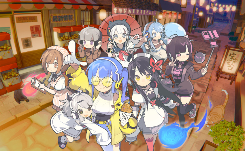 6+girls, :d, ;3, @_@, absurdres, ahoge, animal, animal_ears