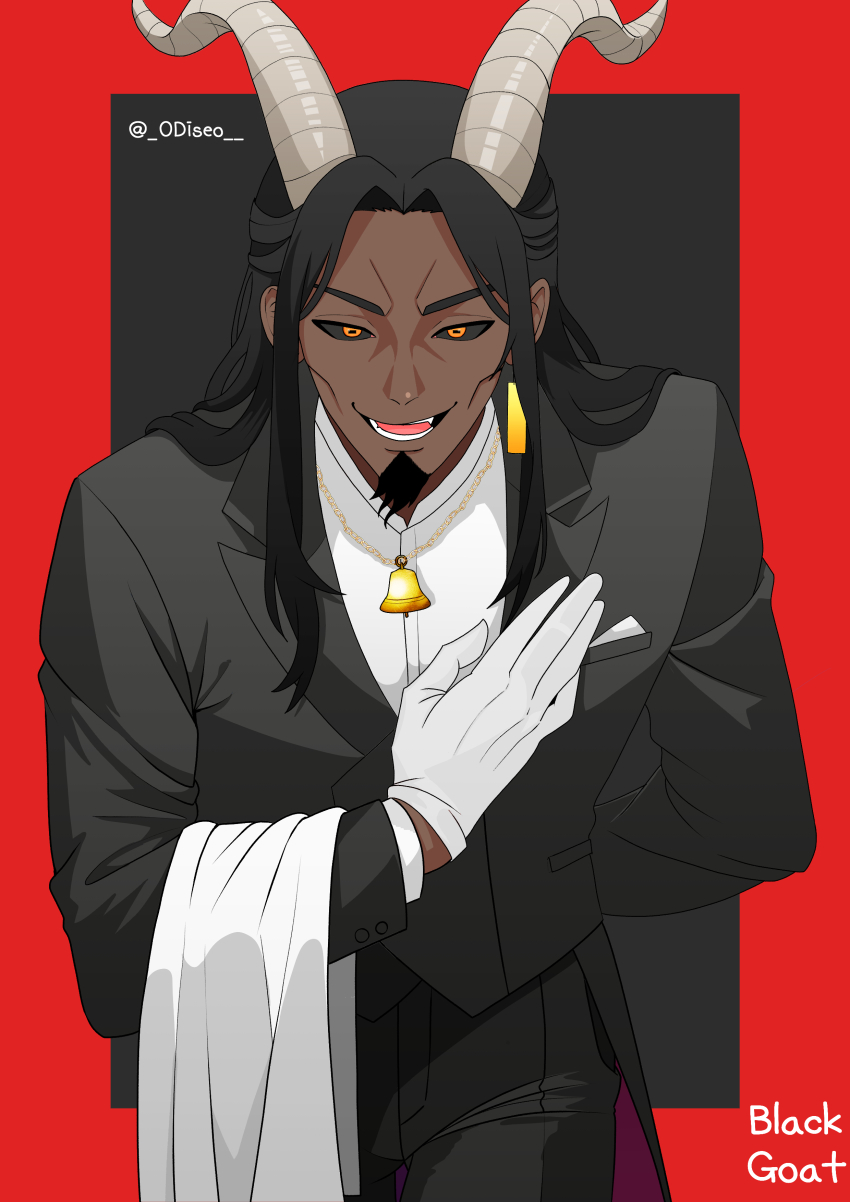 1boy, absurdres, artist_name, bell, black_hair, black_sclera, black_suit, butler