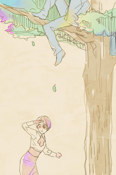 eden_no_ori, glasses, kouichi_yarai, motoko_kurusu, teacher_and_student, tree