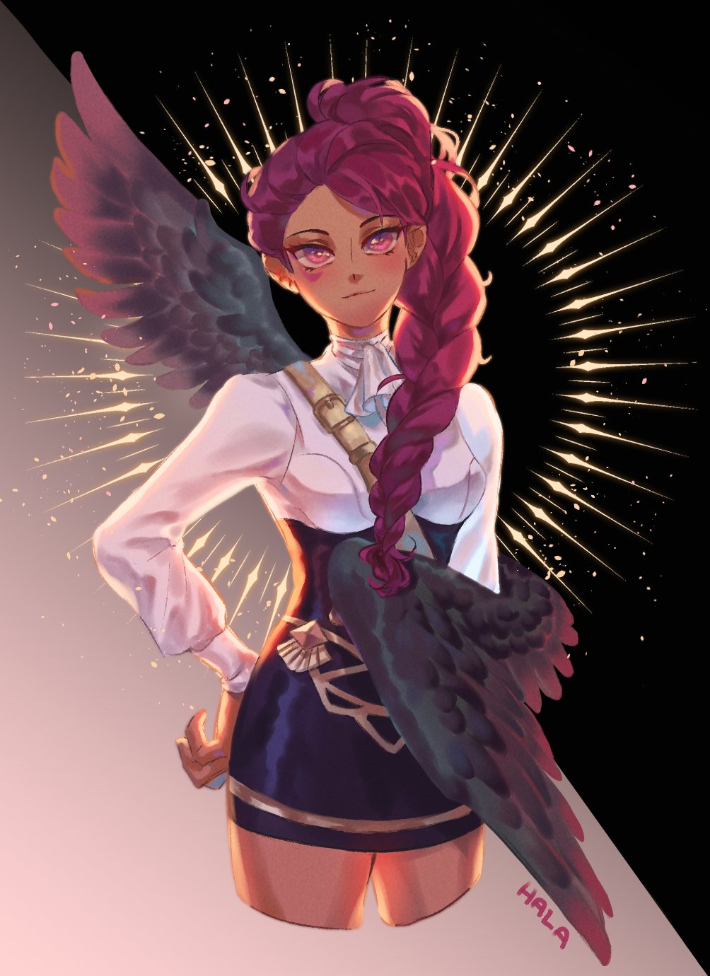 1girl, braid, braided_ponytail, dark-skinned_female, dark_skin, facial_mark, fire_emblem, fire_emblem:_three_houses