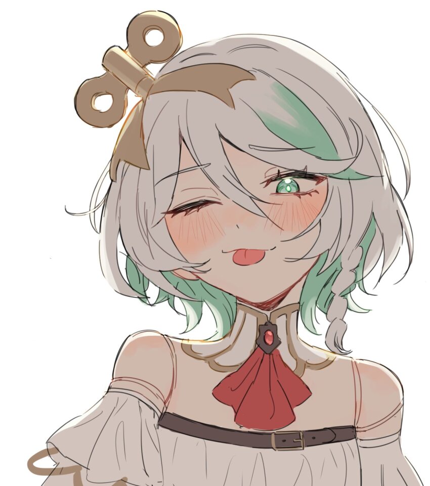 1girl, braid, cecilia_immergreen, cecilia_immergreen_(1st_costume), colored_inner_hair, detached_collar, detached_sleeves, doll_joints