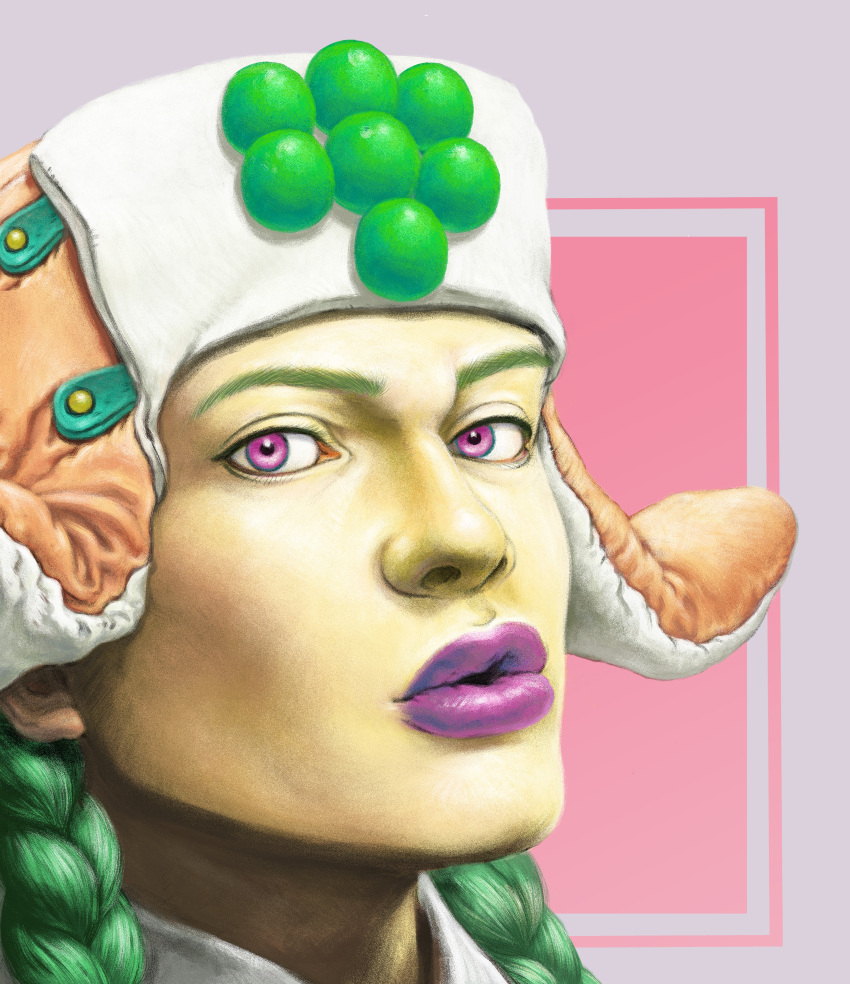 1boy, absurdres, bishounen, braid, commentary_request, food, fruit, grape_hat_ornament