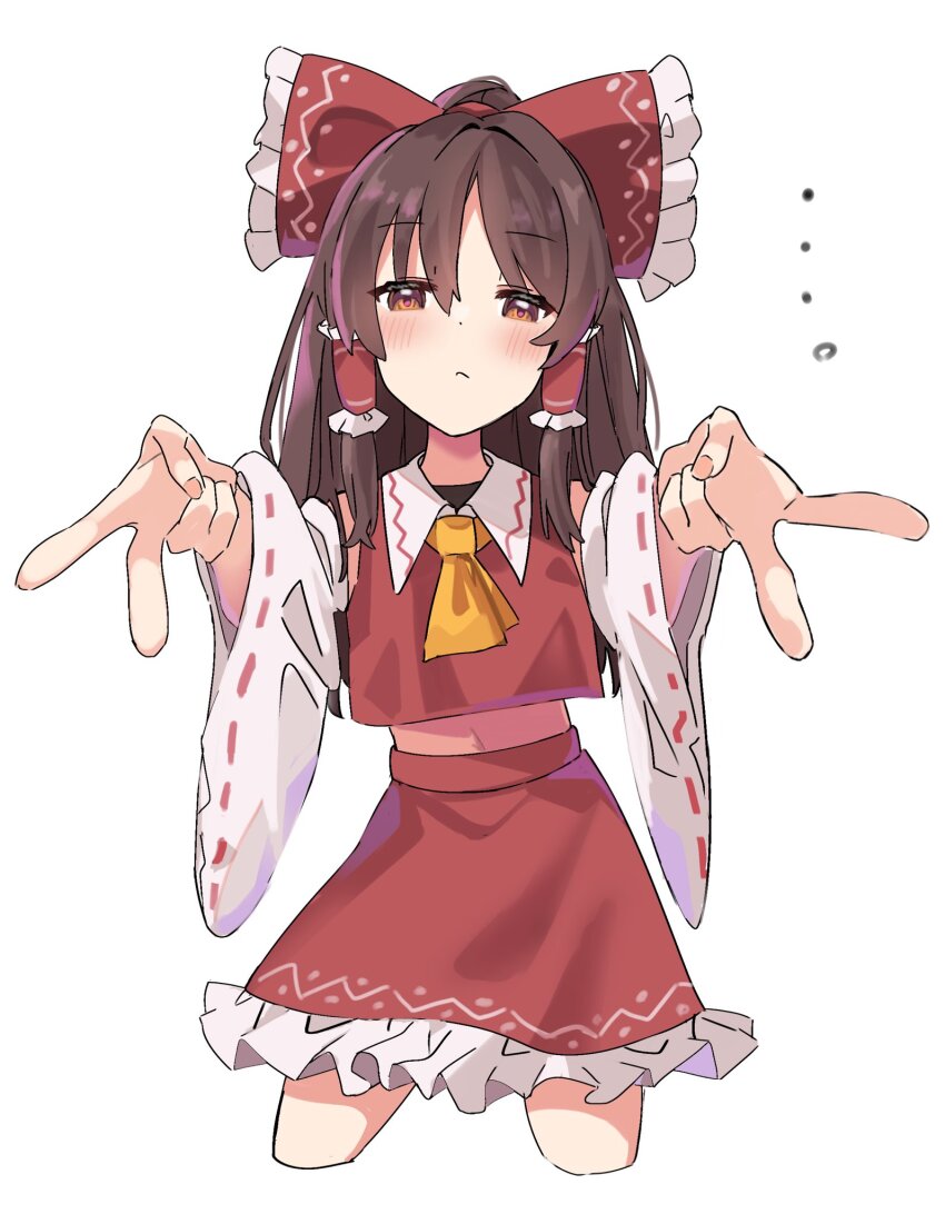 ..., 1girl, ascot, blush, bow, brown_eyes, brown_hair, closed_mouth