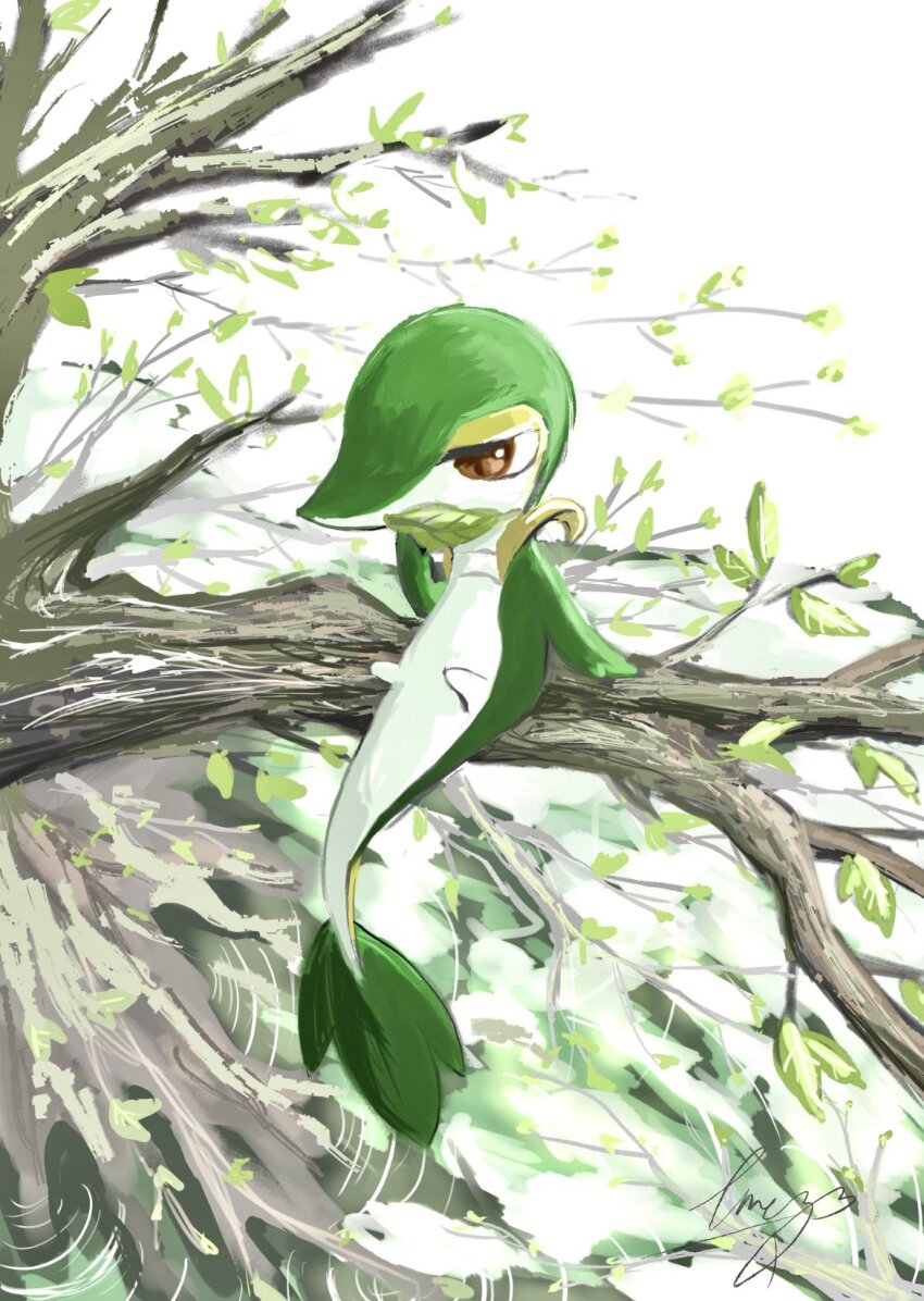 branch, eme_ko, full_body, gen_5_pokemon, highres, leaf, leaf_flute, nintendo