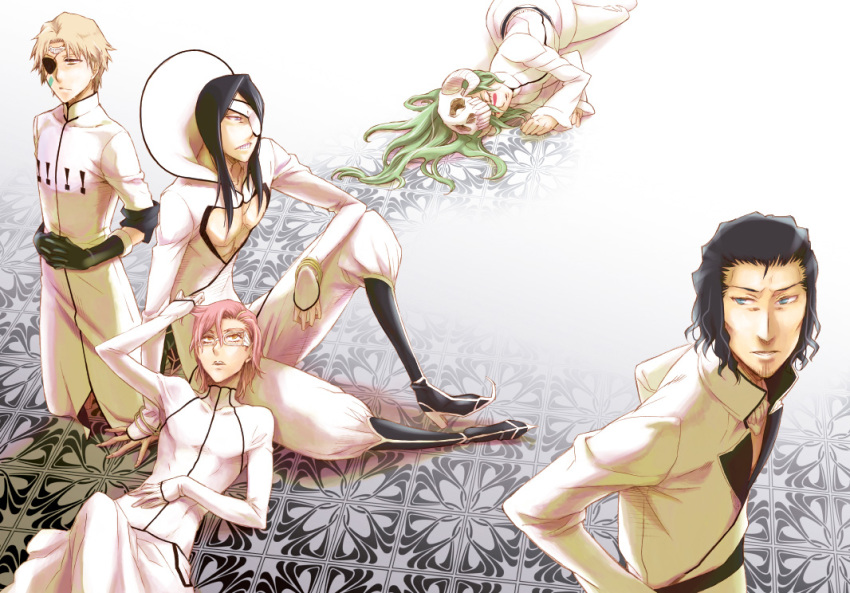 arrancar, black_hair, bleach, blue_eyes, brown_hair, coyote_starrk, eyepatch, glasses