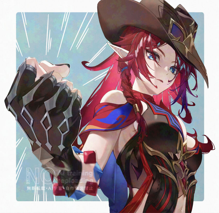 1girl, bandana, bandana_around_neck, biker_clothes, bikesuit, bodysuit, chasca_(genshin_impact), cowboy_hat