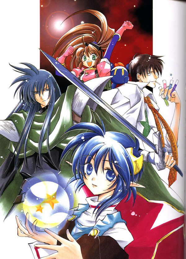 azuma_mayumi, blue_hair, bowman_jeane, cigarette, dias_flac, long_hair, official_art, precis_neumann, rena_lanford, star_ocean, star_ocean:_the_second_story, sword, weapon