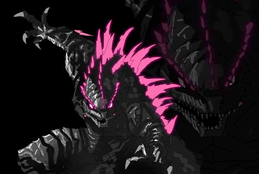 claws, elbow_spikes, fangs, giant, giant_monster, gigan_(gigan1024896), gills, glowing