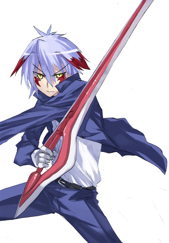 1boy, amami_riku, belt, blazer, buckle, fighting_stance, jacket, light_purple_hair