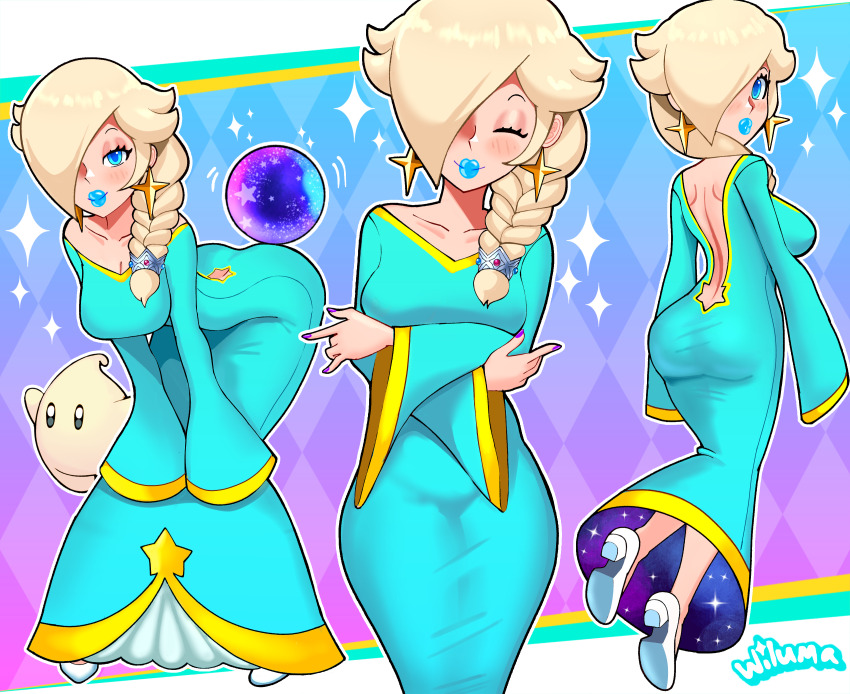 1girl, absurdres, alternate_costume, alternate_hairstyle, ass, backless_dress, backless_outfit, blonde_hair