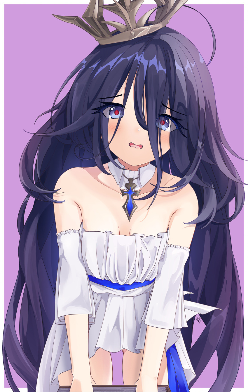 1girl, absurdres, ahoge, azur_lane, bare_shoulders, black_hair, blue_eyes, breasts