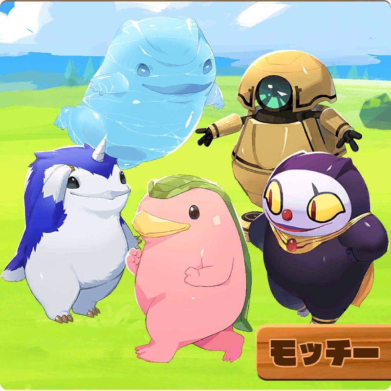 beak, blue_fur, chewy_eight_(monster_farm), clown, fake_penguin_(monster_farm), gelatine_(monster_farm), grassland, hell_pierott_(monster_farm)