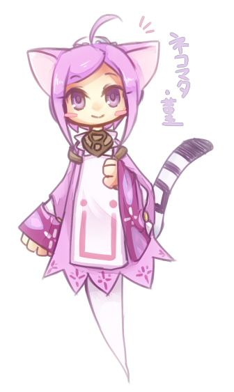 1girl, ahoge, animal_ears, blush_stickers, cat_ears, cat_girl, cat_tail, character_name