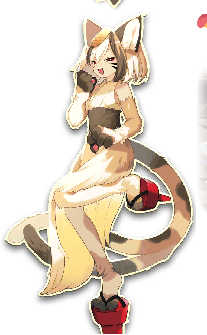 1girl, animal_ears, animal_hands, cat_ears, cat_girl, fur_dress, geta, japanese_clothes