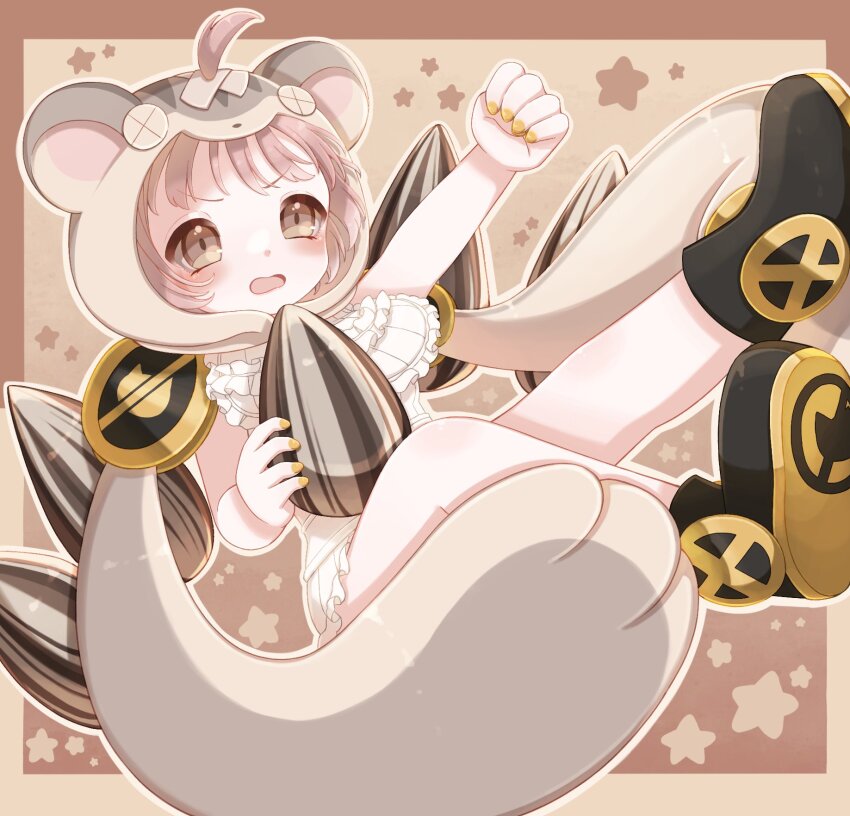 animal_ears, blush, boots, cherna_mouse, dress, fingernails, frilled_dress, frills