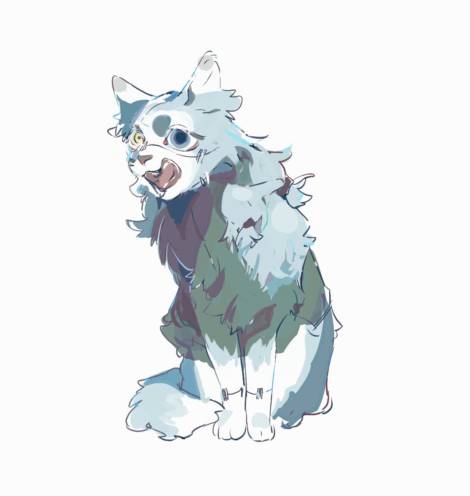 animal_ears, animalization, blue_eyes, blue_hair, dog, dog_ears, dog_tail, full_body