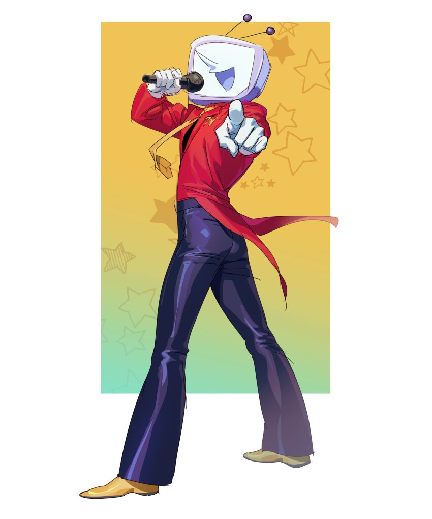 1boy, absurdres, ant_tenna, black_pants, coattails, commentary_request, crt, deltarune