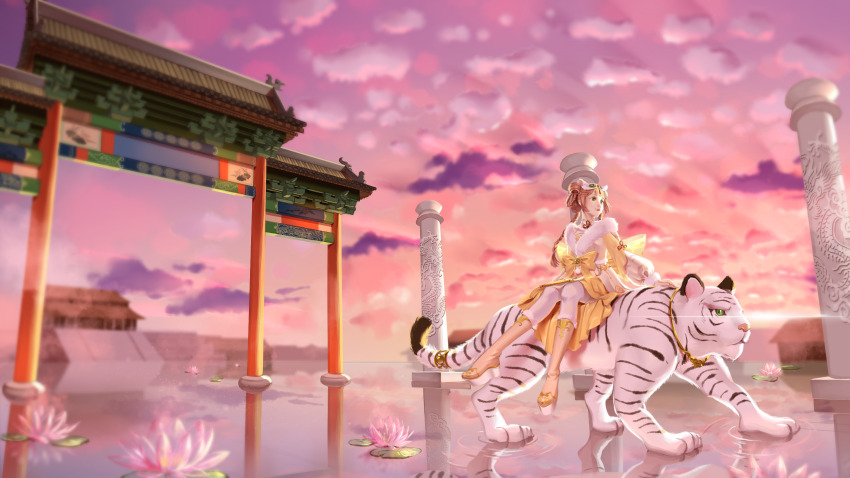 1girl, animal, animal_ears, aqunaqunyingfen, back_bow, bell, blunt_bangs, bow