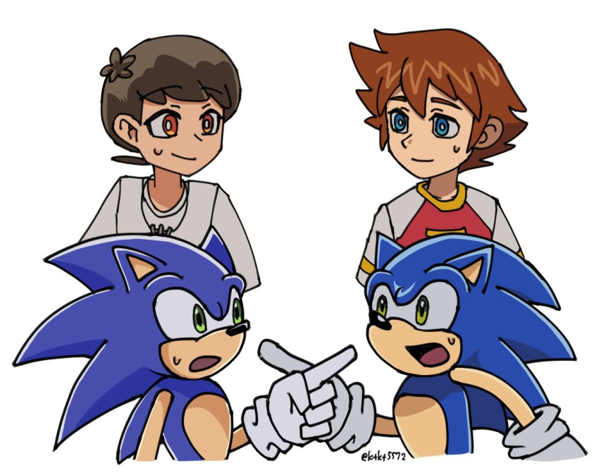 4boys, alternate_universe, black_hair, blue_eyes, blue_fur, blue_hair, brown_eyes, brown_hair