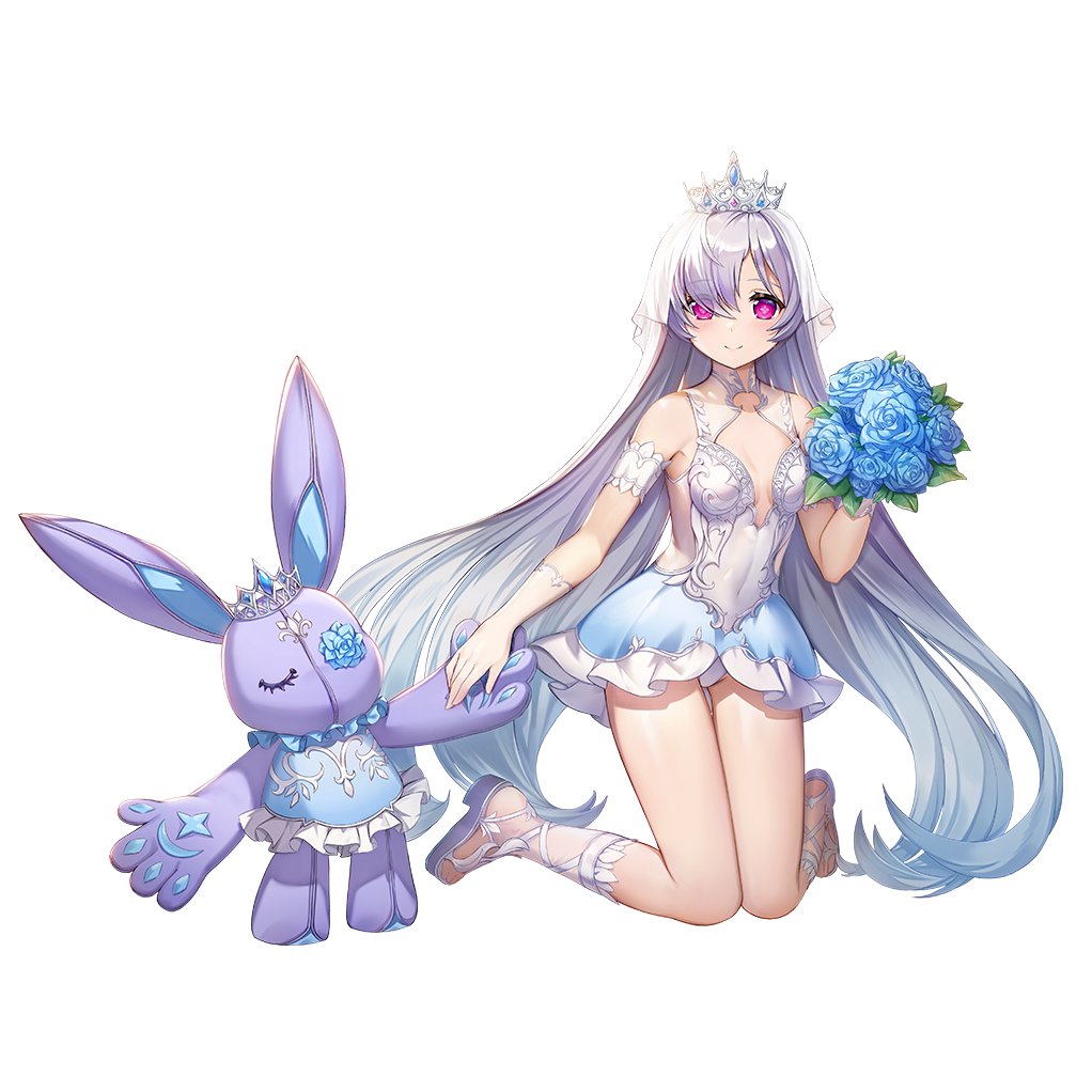 1girl, ankle_lace-up, arm_garter, artist_request, bare_legs, blue_dress, blue_flower, bouquet