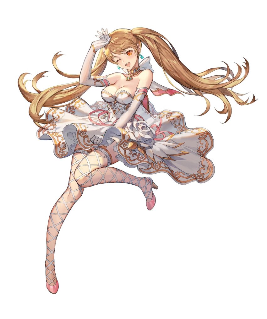 1girl, artist_request, blonde_hair, breasts, bride, cleavage, commentary, commentary_request