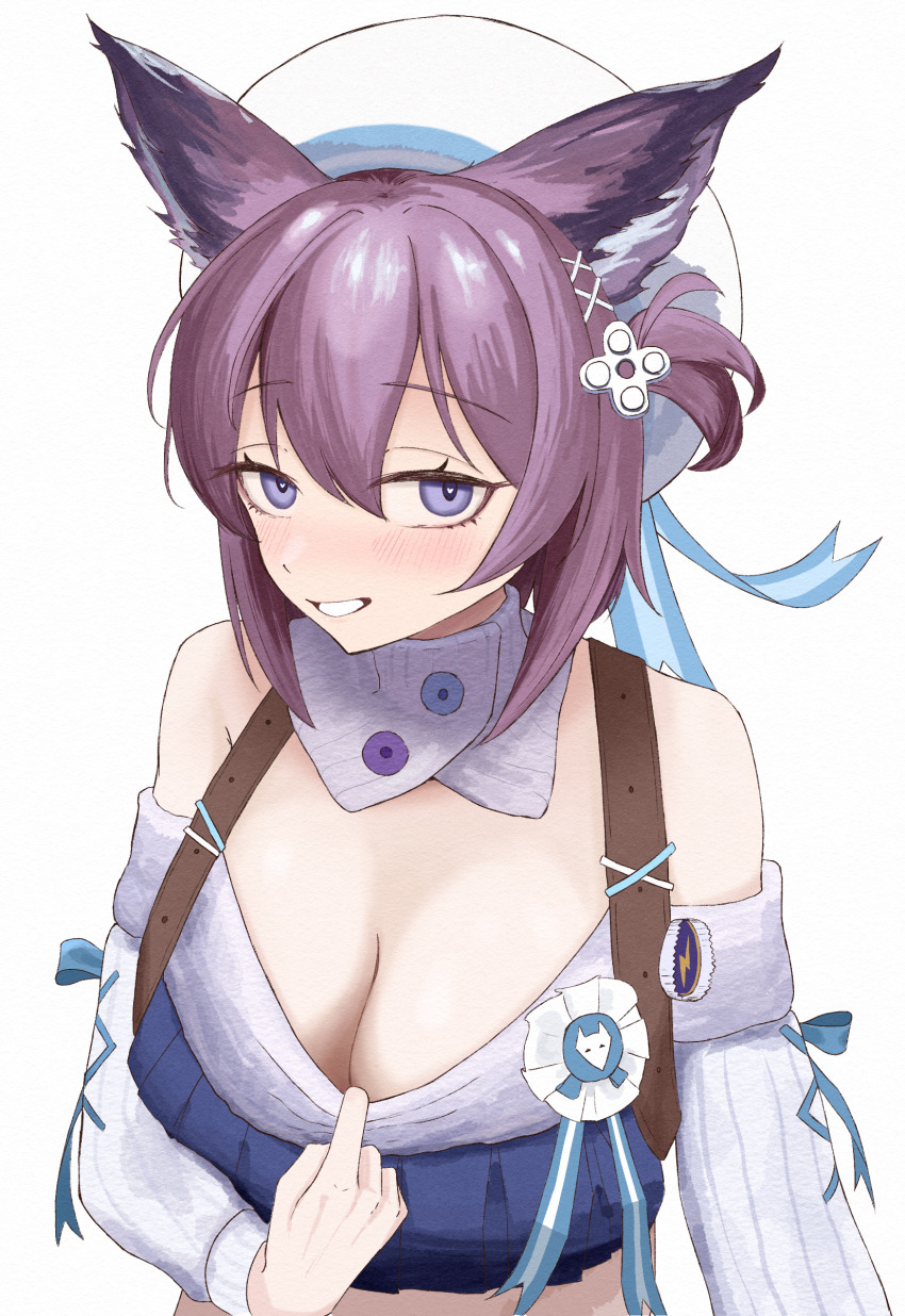 1girl, absurdres, animal_ears, arknights, bare_shoulders, blush, breasts, clothes_pull