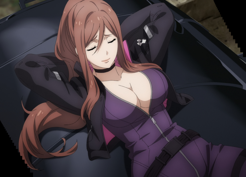 1girl, breasts, claudia_(synduality), cleavage, closed_eyes, collarbone, highres, large_breasts