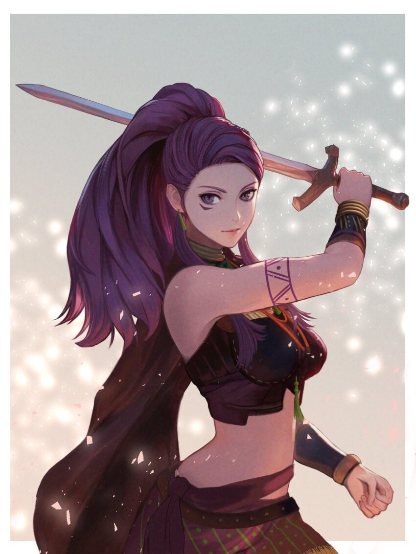 1girl, arm_tattoo, bare_shoulders, braid, breasts, choker, closed_mouth, crop_top