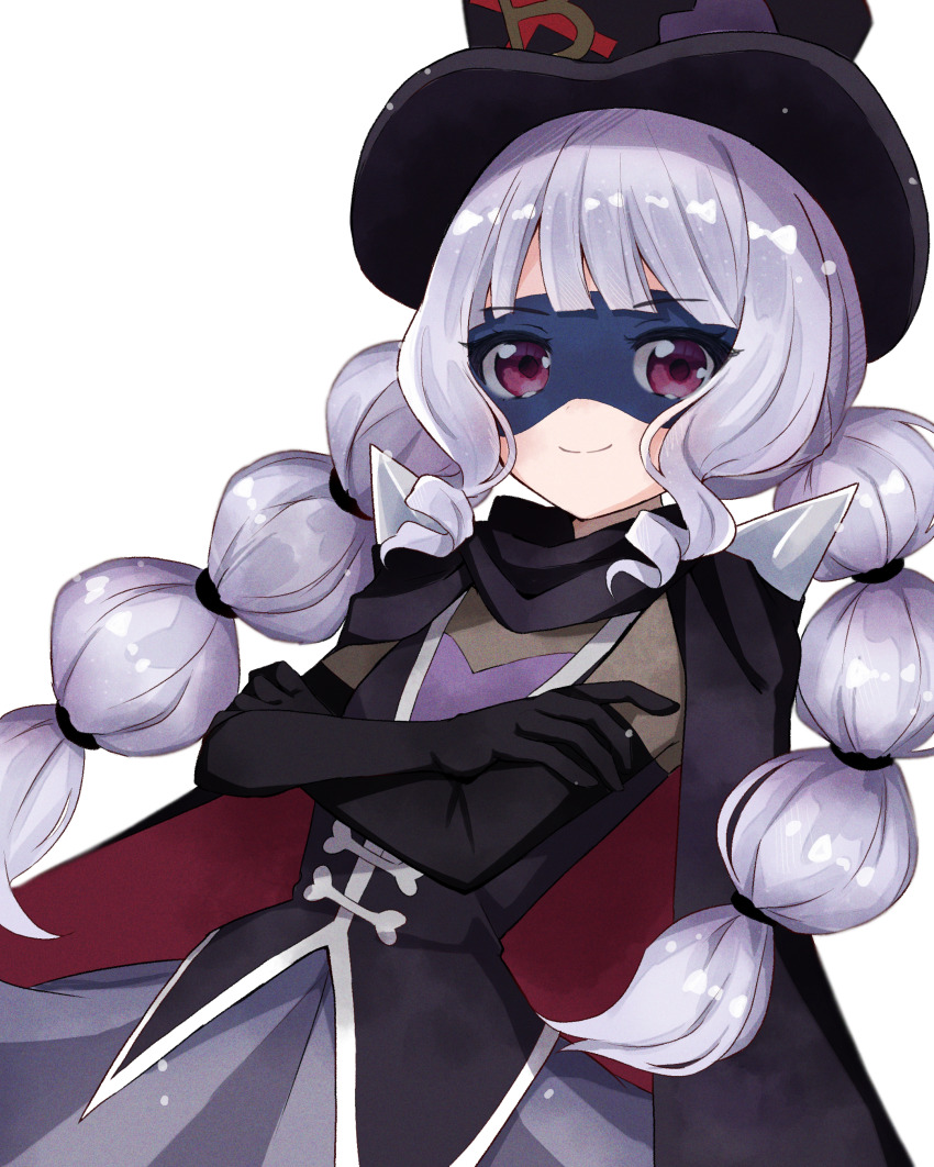 1girl, absurdres, black_cape, black_gloves, black_hat, black_mask, black_skirt, black_vest