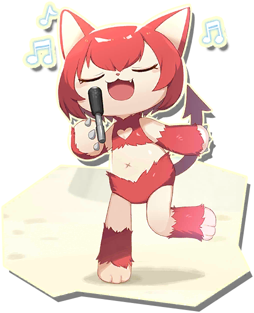 1girl, breasts, cat_girl, claws, cleavage, closed_eyes, demon_tail, fang