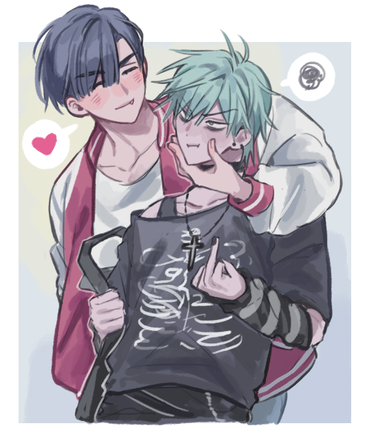 :i, alien_stage, arm_warmers, black_hair, black_nails, black_shirt, cheek_squash, chocorocotan