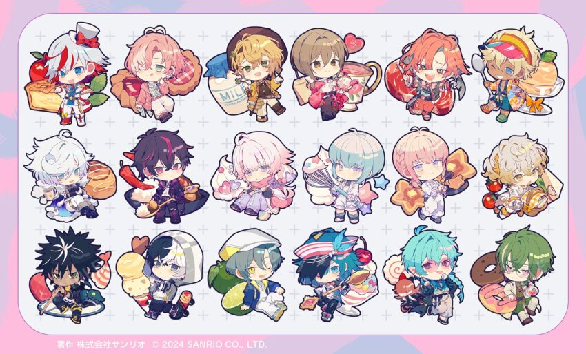 1girl, 6+boys, :d, :o, ;d, ;q, ahoge, aiguillette