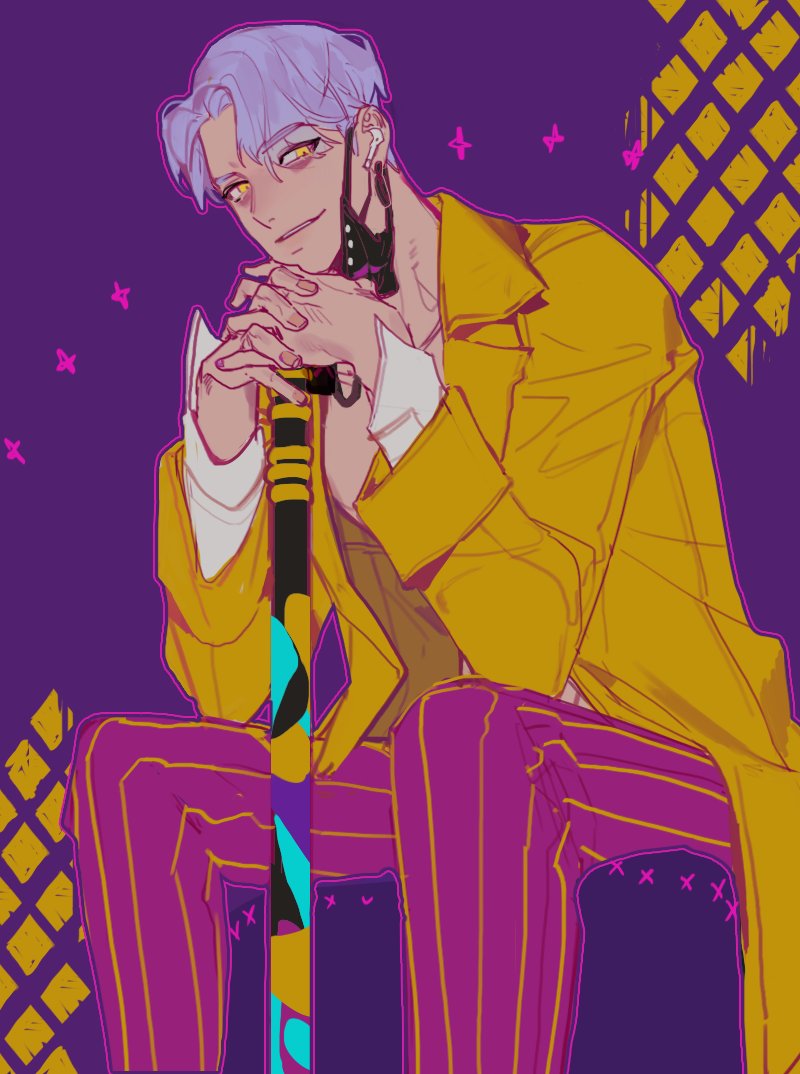 1boy, bound, commentary_request, dead_by_daylight, hex_stbfl, jacket, korean_commentary, male_focus