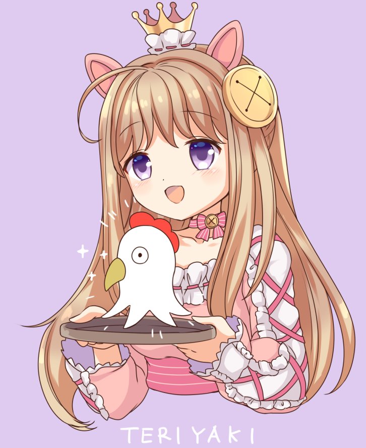 1girl, ahoge, animal_ears, balloonpig_alma, bird, blonde_hair, breasts, chicken