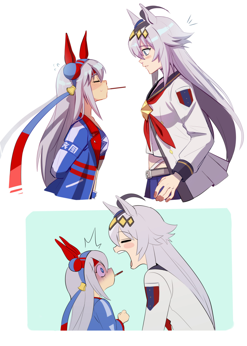 2girls, absurdres, ahoge, animal_ears, blue_eyes, blue_hairband, blue_jacket, blue_sailor_collar