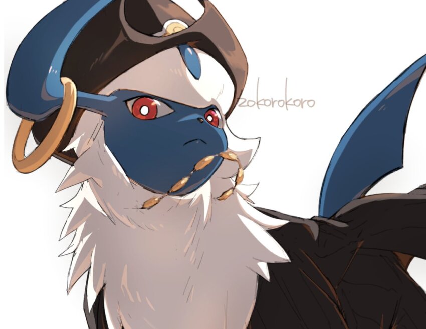 absol, absol_(dark_suit), animal_focus, closed_mouth, clothed_pokemon, gen_3_pokemon, hat, horns