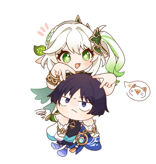 1boy, 1girl, anemo_symbol_(genshin_impact), anklet, aqua_gem, black_bodysuit, black_bow, blue_cape