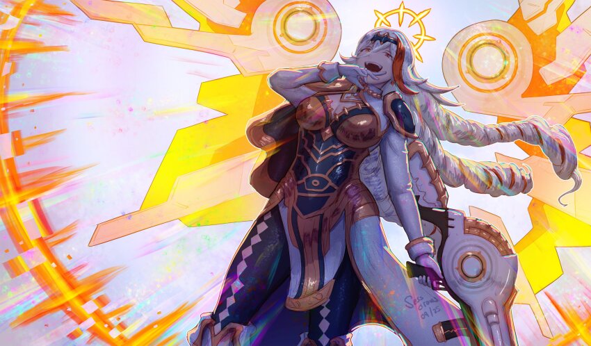 1girl, baldr_(fire_emblem_heroes), baldr_(rays_of_judgment)_(fire_emblem_heroes), breasts, cleavage, drill_hair, earrings, fire_emblem