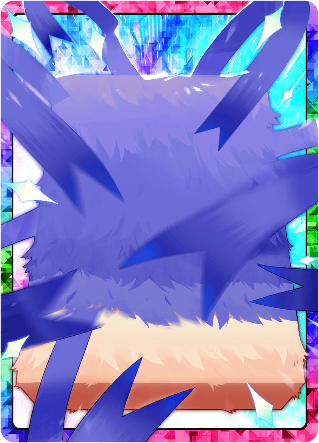 blue_fur, blue_sponge_(monster_farm), highres, laces, line:_monster_farm, monol_(monster_farm), monolith_(object), monster_farm