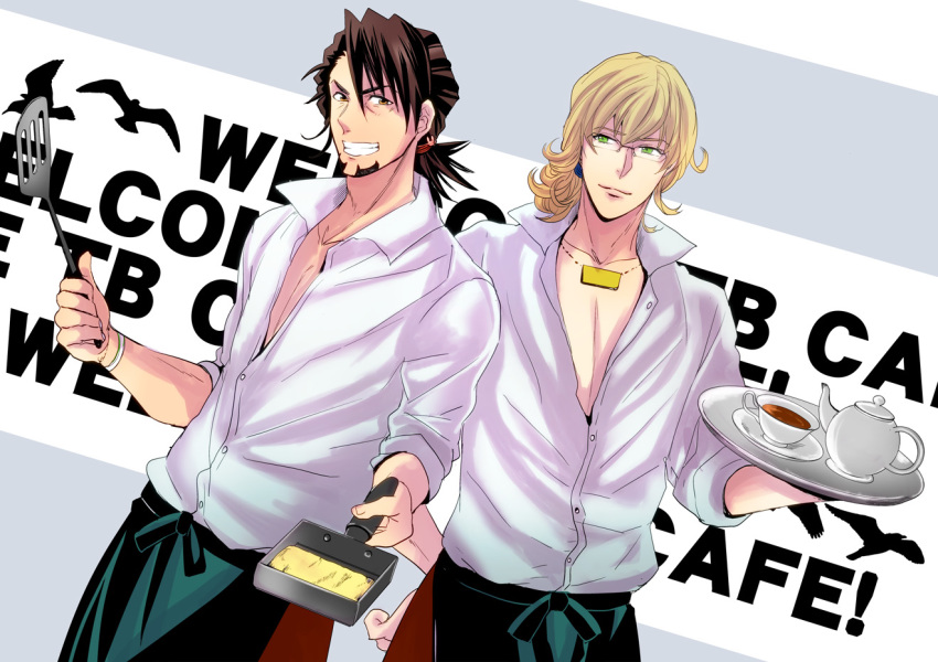 10s, 2boys, alternate_hairstyle, bad_id, bad_pixiv_id, barnaby_brooks_jr., blonde_hair, brown_eyes