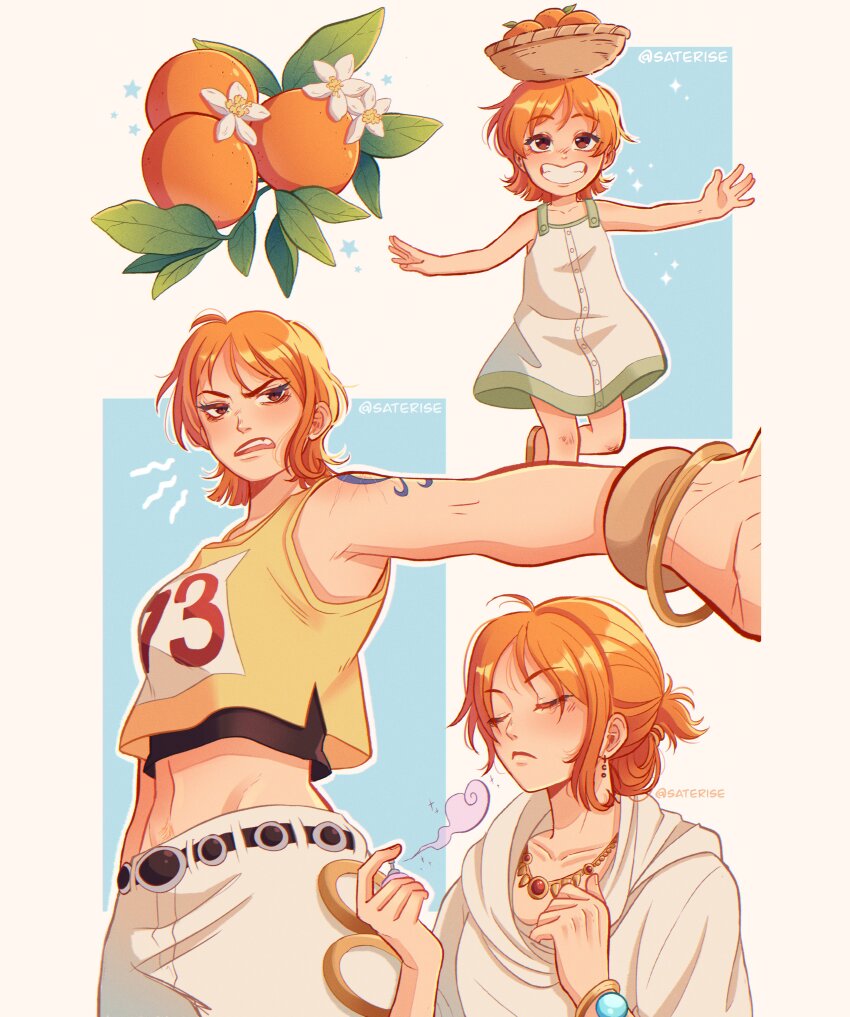 1girl, 2025, absurdres, aged_down, armpit_peek, bangle, bare_shoulders, basket_on_head