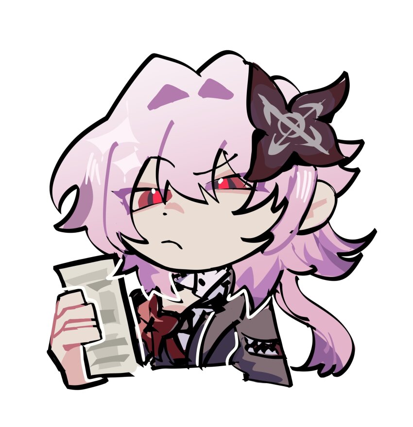 1girl, black_dress, chibi, commentary, dress, english_commentary, evernight_(honkai:_star_rail), hair_intakes