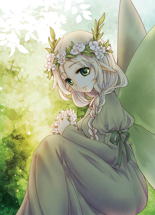 1girl, aries_end, blonde_hair, braid, closed_mouth, comiket_90, commentary_request, dress