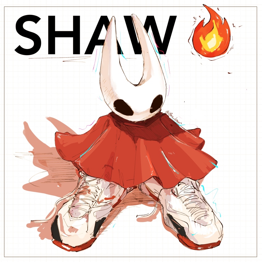 1girl, artist_name, bon_drawr, commentary, dress, drip_(meme), fire_emoji, highres