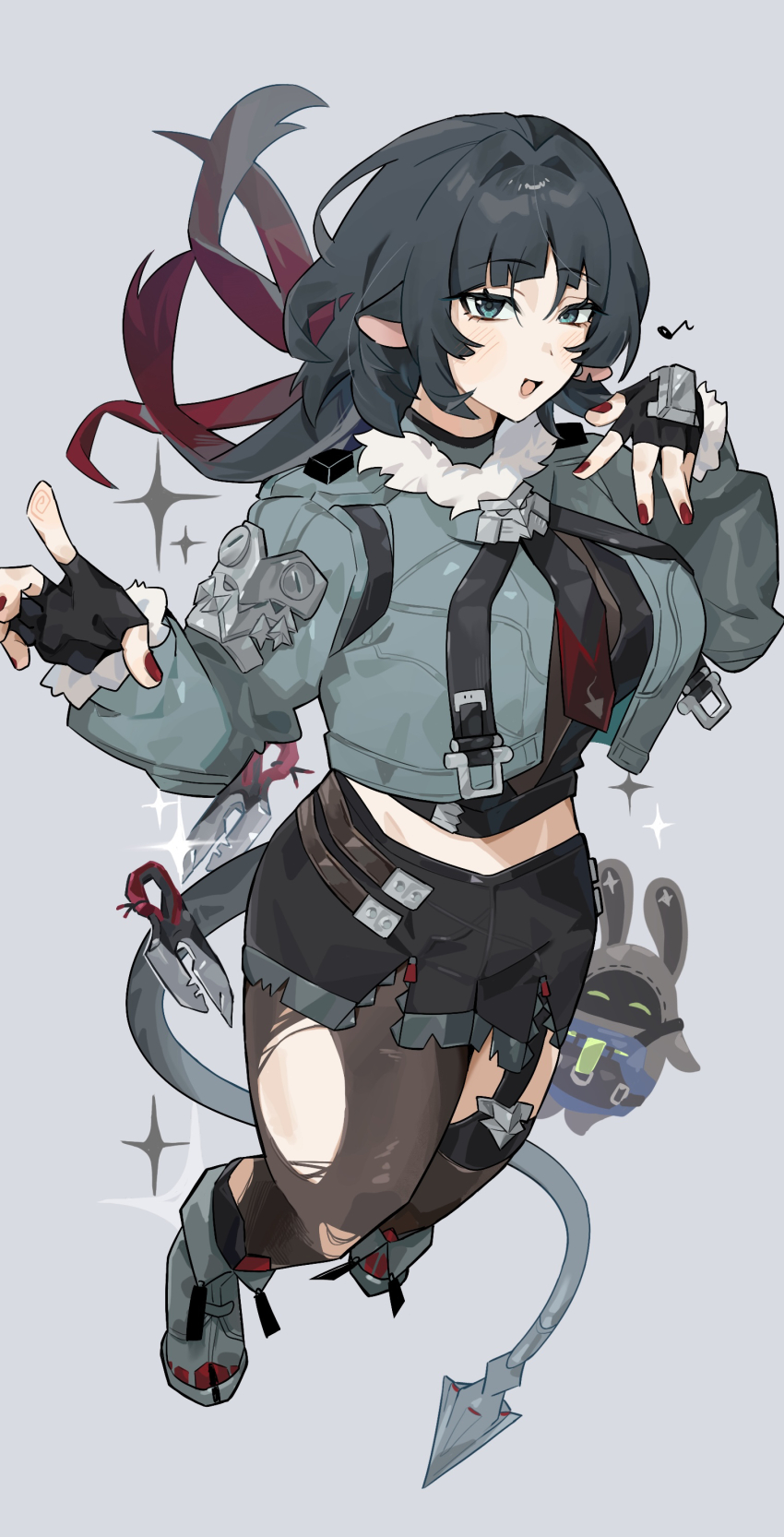 1girl, absurdres, animal_ears, bangboo_(zenless_zone_zero), commentary_request, fur-trimmed_jacket, fur_trim, garter_straps